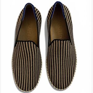 ROTHY’S Classic Slip-On Sneakers Knit Black Tan Striped 7.5